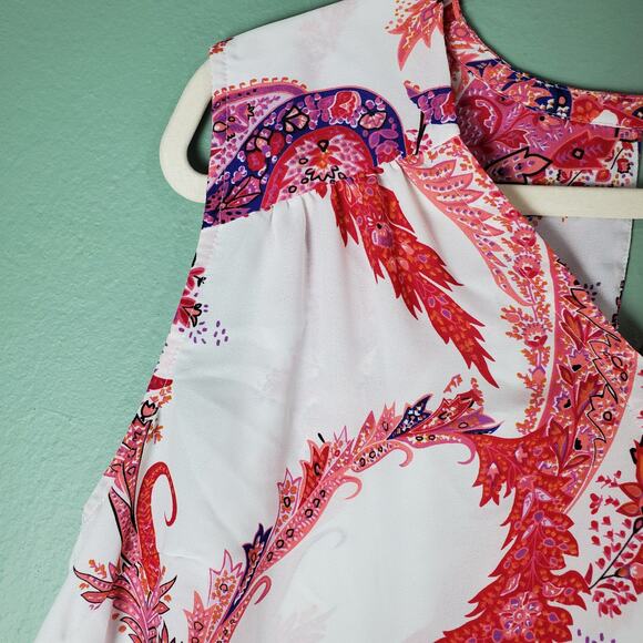 Violet+Claire Womens Multicolor Pink Orange Paisley Sleeveless Tank Top Size 1X - Picture 4 of 6
